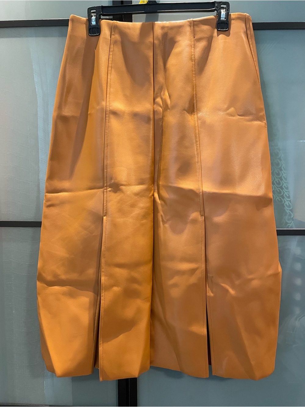 Banana Republic Button-Front Faux Leather Midi Skirt in Caramel - Picture 2 of 6